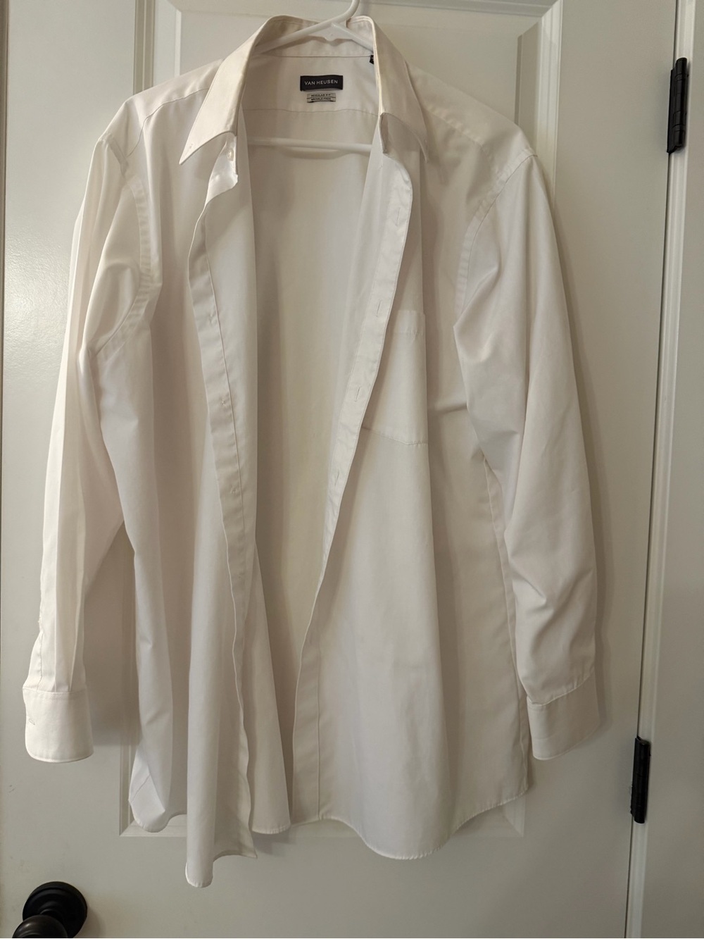 Van Heusen Men's White Dress Shirt - Spread Collar Long Sleeve